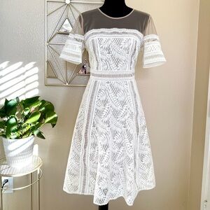 RACHEL Rachel Roy White Lace Midi Dress size 8 NWOT